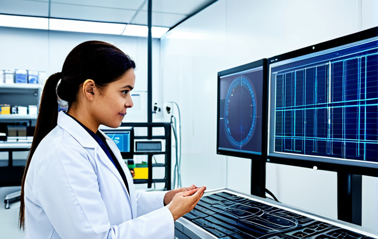 A professional female food scientist and a male technician, both fully clothed in modest, clean lab coats, are collaboratively observing large digital screens displaying real-time data and AI analytics within a futuristic control room of a high-tech dried food processing plant. The environment is sterile and brightly lit, with advanced machinery visible in the background, emphasizing precision and automation. Professional photography, high resolution, perfect anatomy, correct proportions, natural pose, well-formed hands, proper finger count, natural body proportions, safe for work, appropriate content, appropriate attire, professional dress, family-friendly.