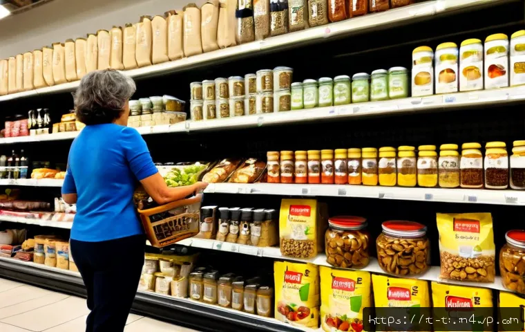 Home 28 건조 식품의 소비 트렌드 분석 - Photorealistic Italian supermarket aisle focused on modern consumer choices in dried foods, neatly a...